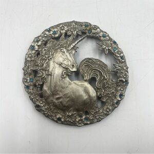 Vintage Rawcliffe Solid Pewter Unicorn Trinket Dish Lid ONLY- 1989 P. Davis